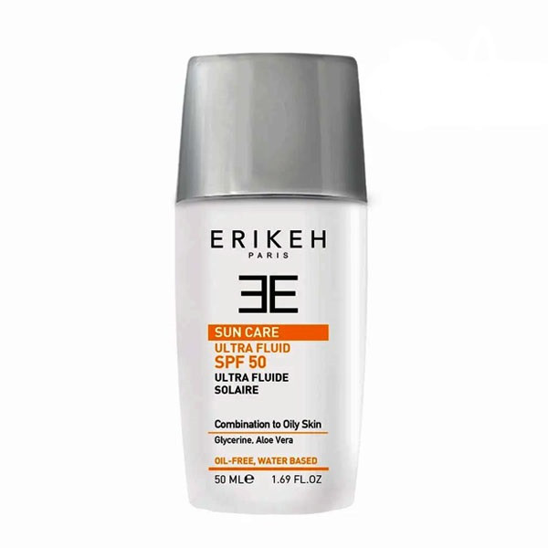 لوسیون ضد آفتاب بدون رنگ اریکه SPF 50 مدل اولترا مناسب برای انواع پوست حجم 50 میلی لیتر