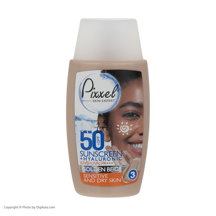 کرم ضد آفتاب رنگی پیکسل SPF 50 مدل 03 مناسب پوست های خشک حجم 50 میلیلیتر به همراه کرم ضد آفتاب رنگی پیکسل مدل SPF 50 حجم 7 میلی لیتر
