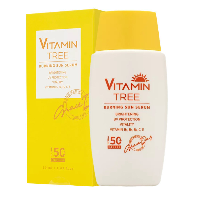 سرم ضد آفتاب بدون رنگ گریس دی SPF 50 مدل VITAMIN TREE مناسب برای انواع پوست حجم 50 میلیلیتر