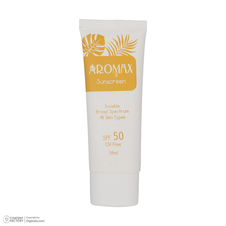 کرم ضد آفتاب بدون رنگ آرومکس SPF 50 مدل Invisible مناسب انواع پوست حجم 50 میلیلیتر