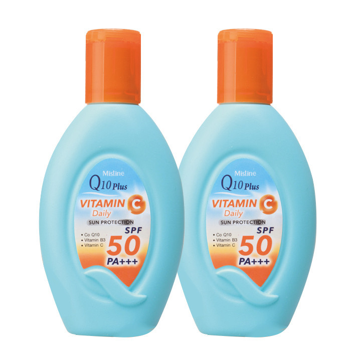 لوسیون ضد آفتاب بدون رنگ میستین SPF 50 مدل Q10 PLUS مناسب انواع پوست حجم 80 میلیلیتر