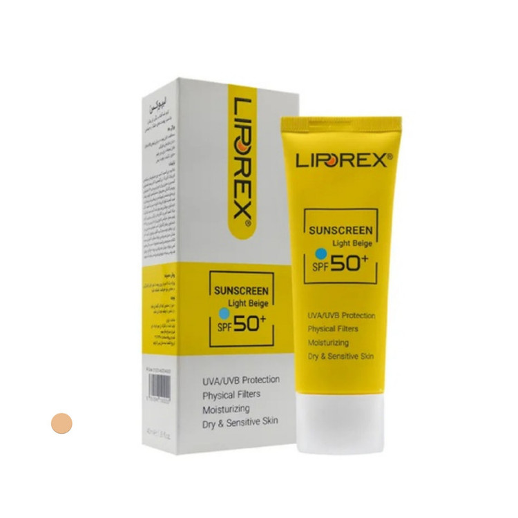 کرم ضد آفتاب رنگی لیپورکس SPF 50 مدل physical مناسب پوستهای خشک حجم 40 میلیلیتر