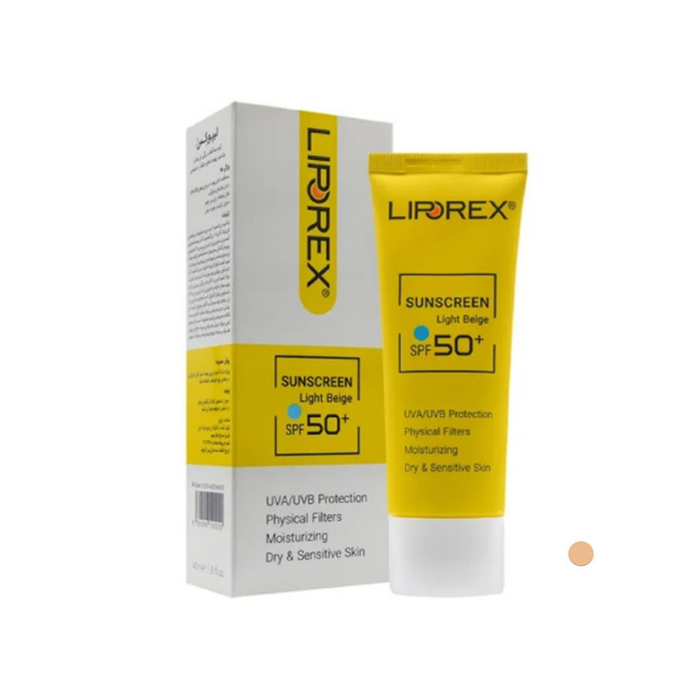 کرم ضد آفتاب رنگی لیپورکس SPF 50 مدل physical مناسب پوستهای خشک حجم 40 میلیلیتر