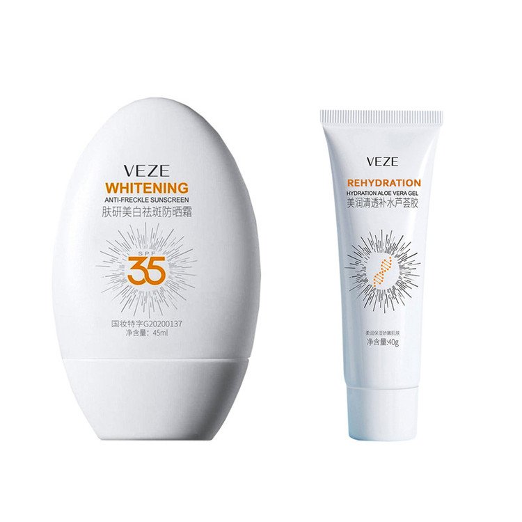 کرم ضد آفتاب بدون رنگ دست و صورت وزه SPF35 مدل الوئه ورا محافظ UVA،UVB مناسب انواع پوست حجم 45 میلیلیتر به همراه ژل ابرسان صورت وزه مدل الوئه ورا مناسب انواع پوست وزن 40 گرم