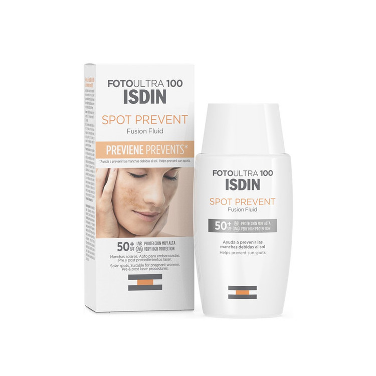 کرم ضد آفتاب بدون رنگ ایزدین SPF 50 مدل Spot Prevent Fusion Fluid مناسب انواع پوست حجم 50 میلیلیتر