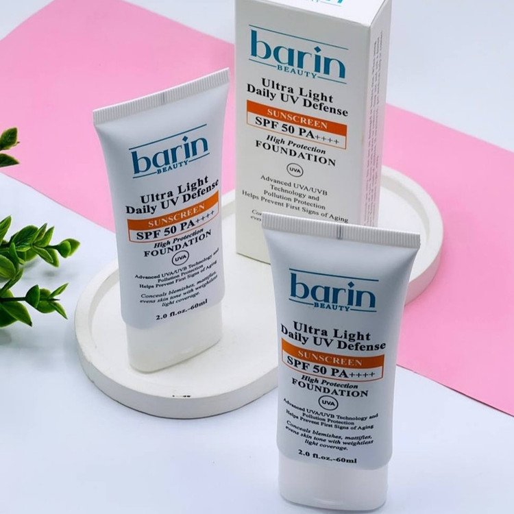کرم ضد آفتاب رنگی بارین بیوتی SPF50 مدل کلاژن و الاستین مناسب برای انواع پوست حجم 60 میلی لیتر
