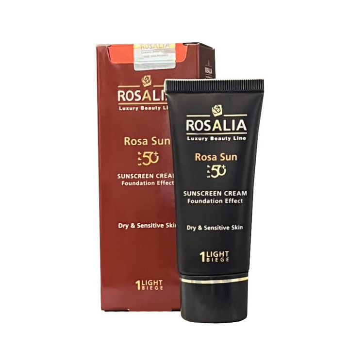 کرم ضد آفتاب رنگی رزالیا SPF50 مدل D-S Skin_LB مناسب پوست های خشک و حساس حجم 40 میلی لیتر