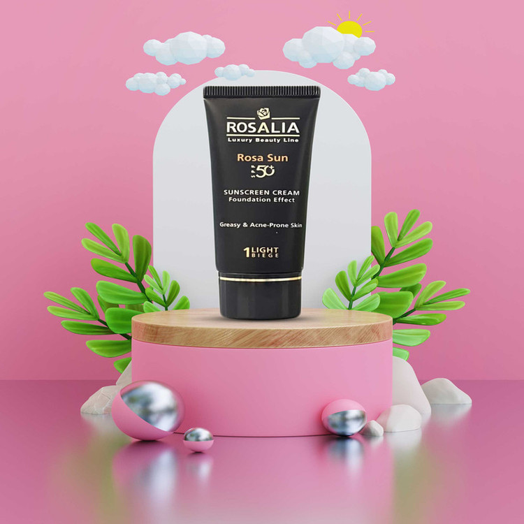 کرم ضد آفتاب رنگی رزالیا SPF50 مدل D-S Skin_LB مناسب پوست های خشک و حساس حجم 40 میلی لیتر