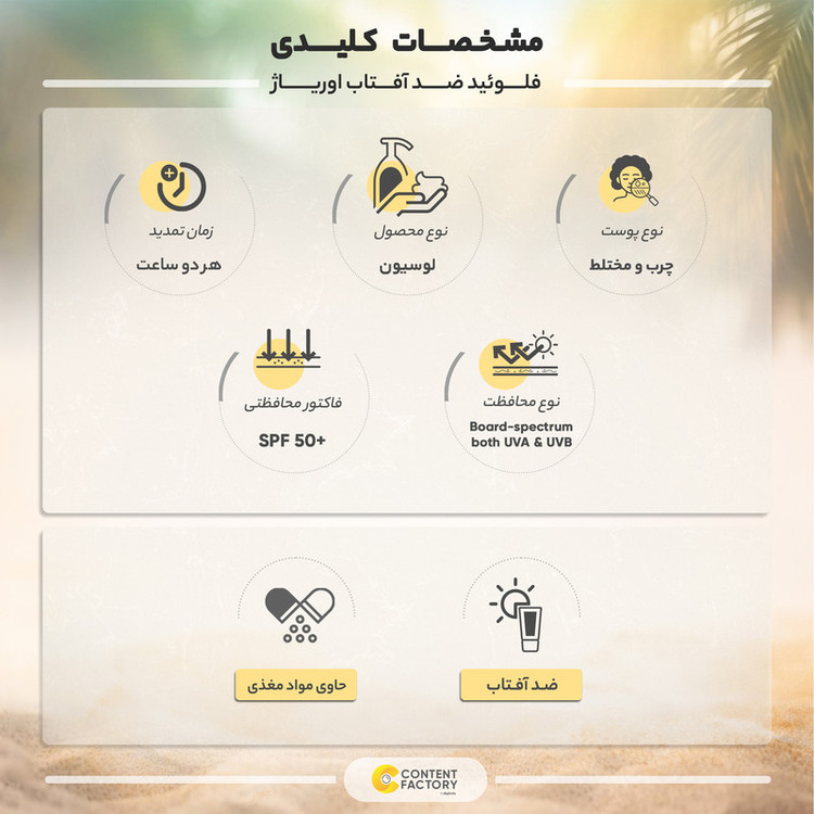 فلوئید ضد آفتاب بی رنگ اوریاژ +SPF50 مدل Hyseac مناسب پوست های چرب و مختلط حجم 50 میلی لیتر