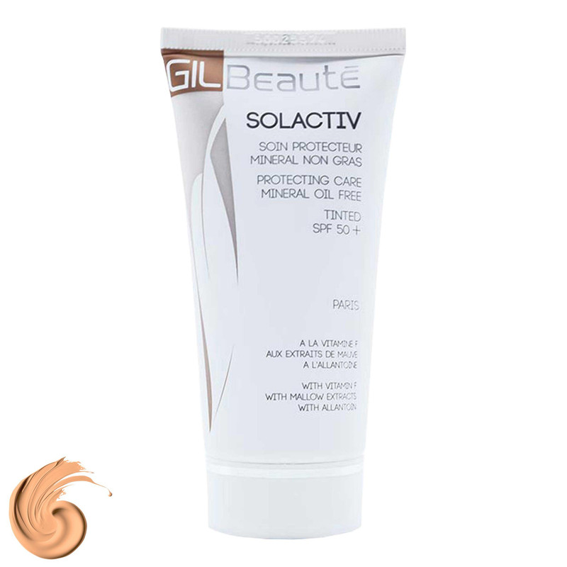 کرم ضد آفتاب رنگی ژیل بوته SPF50 مدل Solactive مناسب پوست های چرب و حساس حجم 50 میلی لیتر