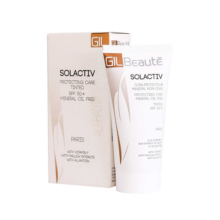 کرم ضد آفتاب رنگی ژیل بوته SPF50 مدل Solactive مناسب پوست های چرب و حساس حجم 50 میلی لیتر