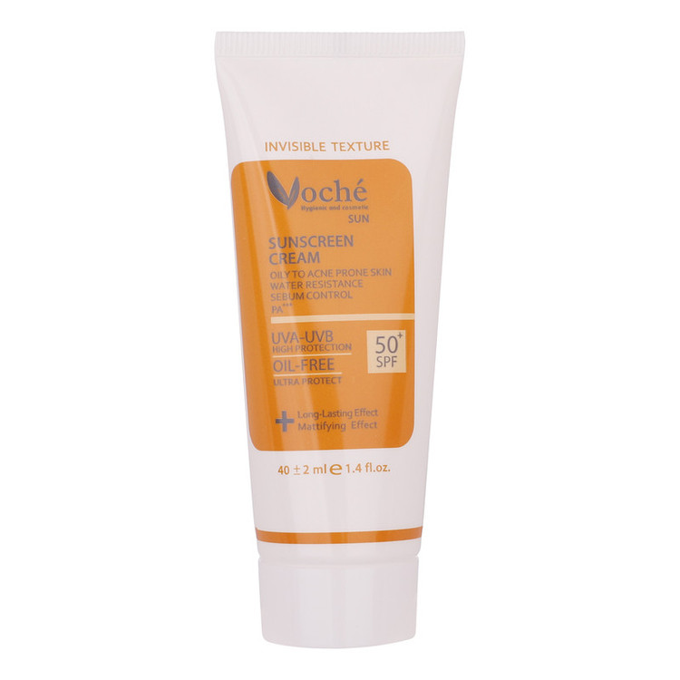 کرم ضد آفتاب بدون رنگ وچه SPF 50 مدل 48 مناسب پوستهای چرب و آکنه ای حجم 40 میلیلیتر