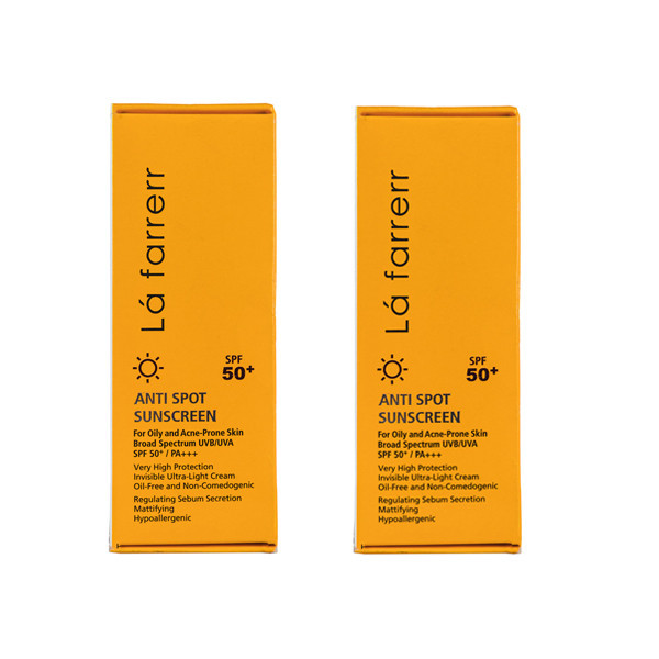کرم ضد آفتاب بی رنگ لافارر SPF50 مدل 50 مناسب پوست های چرب حجم 40 میلی لیتر مجموعه 2 عددی