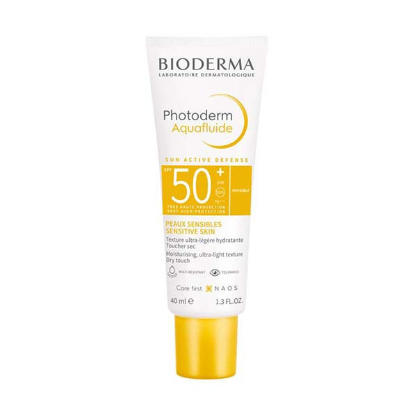 کرم ضد آفتاب بی رنگ بایودرما SPF 50 مدل Aquafluid مناسب انواع پوست حجم 40 میلیلیتر