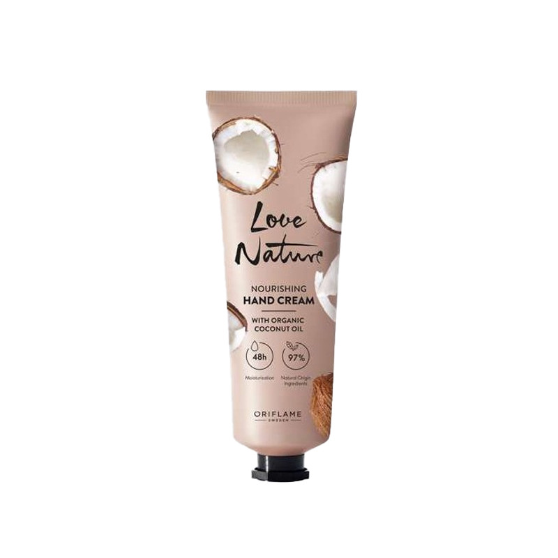 کرم مرطوب‌کننده دست اوریفلیم مدل LOVE NATURE Organic Coconut Oil مناسب برای انواع پوست حجم 75 میلی‌لیتر