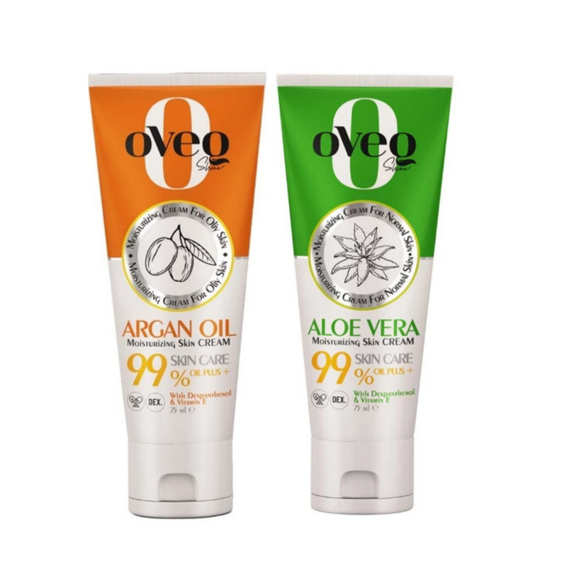 کرم مرطوب کننده و آبرسان دست و صورت اوک شاین مدل ارگان و آلوورا مناسب انواع پوست حجم 75 گرم بسته 2 عددی