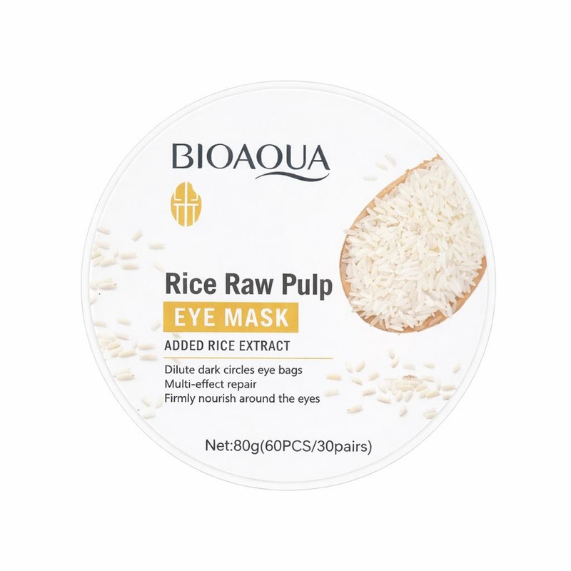 ماسک زیر چشم بایو آکوا مدل Rice با عصاره برنج مناسب برای انواع  پوست وزن 80 گرم بسته 60 عددی