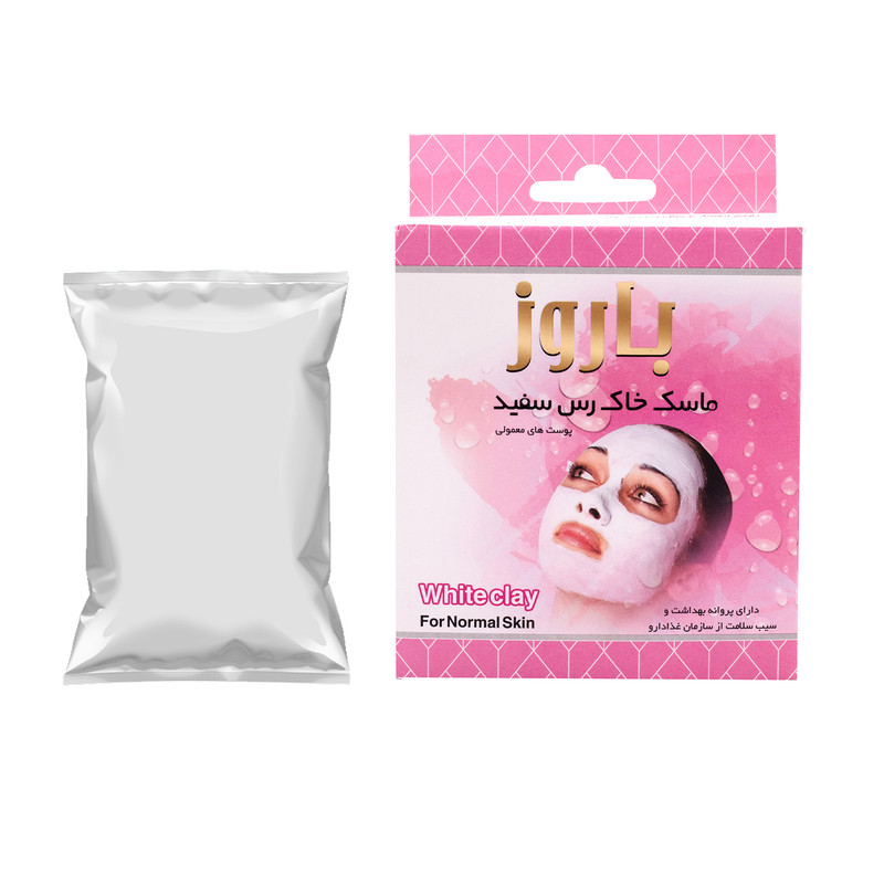 ماسک خاک رس سفید صورت باروز مدل خاک رس سفید وزن 100 گرم پاک کننده و سم‌زدای عمیق پوست، ضد جوش و آکنه، تنگ‌کننده منافذ، سفت‌کننده پوست، مناسب انواع پوست خشک، معمولی، حساس، مختلط و آکنه‌ای