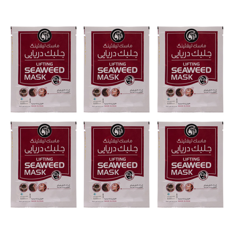 ماسک لیفتینگ صورت جلبک دریایی دکتر عیدی آلگا مدل آلگا مناسب انواع پوست با خاصیت جوان‌کننده، ضد چروک، مرطوب‌کننده، مغذی، محکم‌کننده و محافظت‌کننده به همراه 6 عدد چوب تهیه خمیر