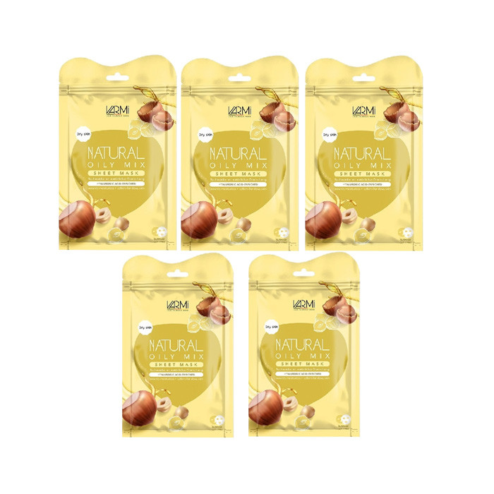 ماسک دبل شیت وارمی مدل میکس اویل مناسب برای پوست خشک حجم 45 میلی لیتر بسته 5 عددی