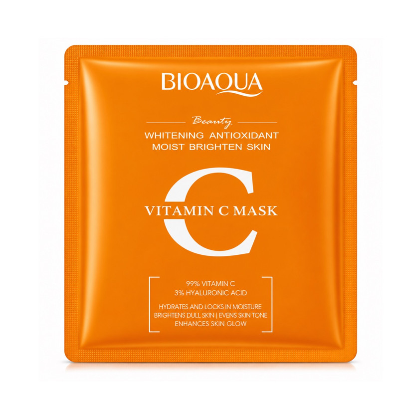 ماسک صورت بایو آکوا مدل Vitamin C مناسب برای انواع پوست حجم 25 میلی لیتر