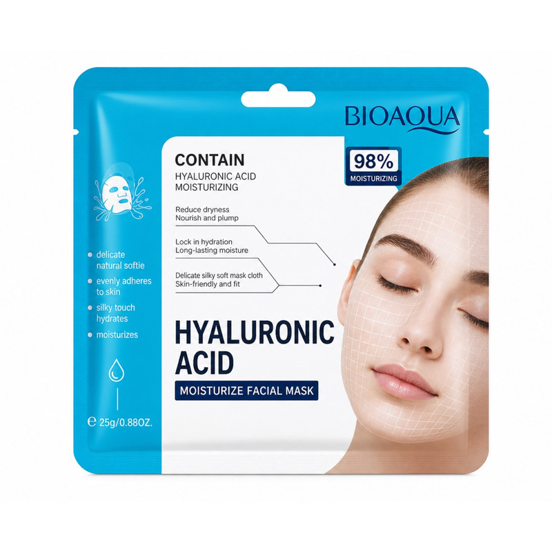 ماسک آبرسان صورت بایو آکوا مدل Acid Moisturizing مناسب برای انواع پوست حجم 25 میلی لیتر
