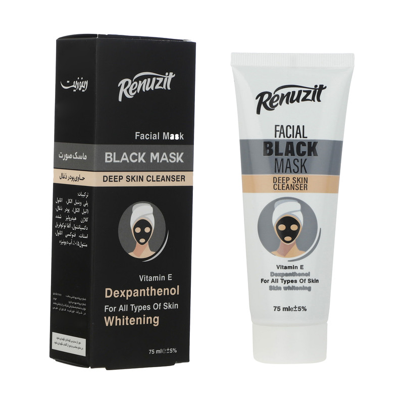 ماسک کرمی صورت و بدن رینوزیت مدل Black Deep حجم 75 میلی‌لیتر کوچک‌کننده منافذ، روشن‌کننده، لایه‌بردار، تسکین‌دهنده و جوان‌کننده با ویتامین E، مناسب انواع پوست و استفاده روز و شب