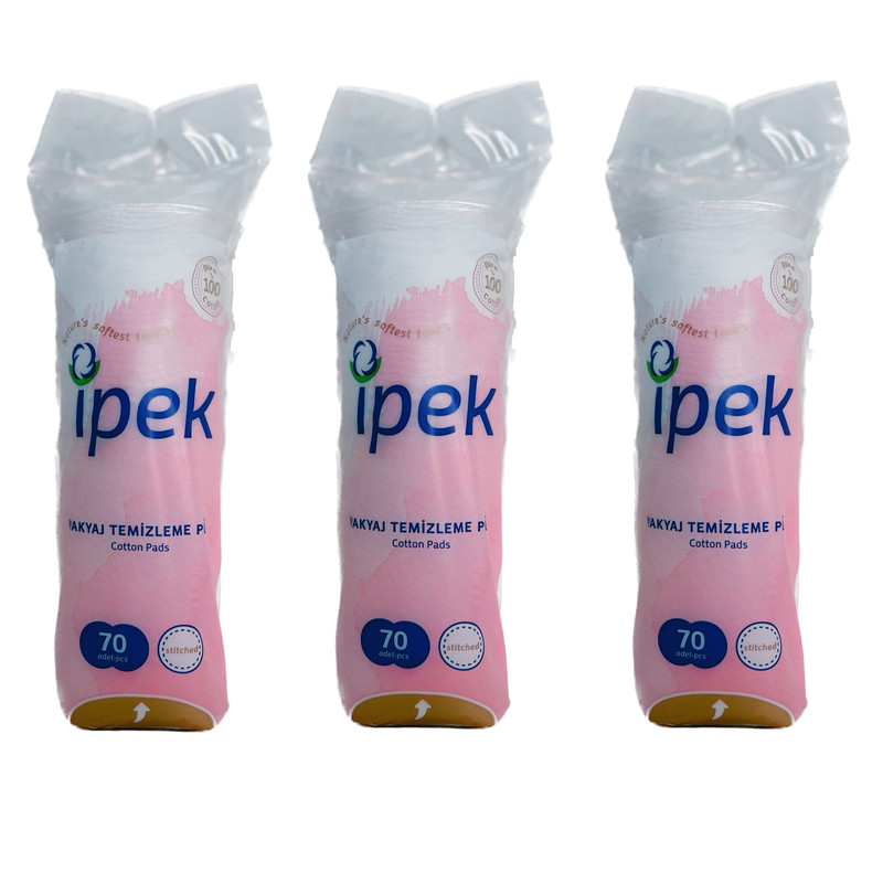 پد پاک کننده آرایش صورت ایپک مدل cotton 70 مجموعه 3 عددی