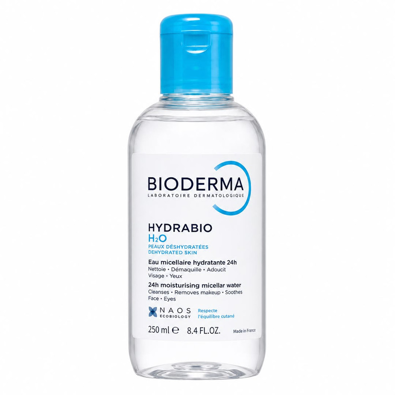محلول پاک کننده آرایش صورت بایودرما مدل Hydrabio H2O مناسب انواع پوست حجم 250 میلی لیتر