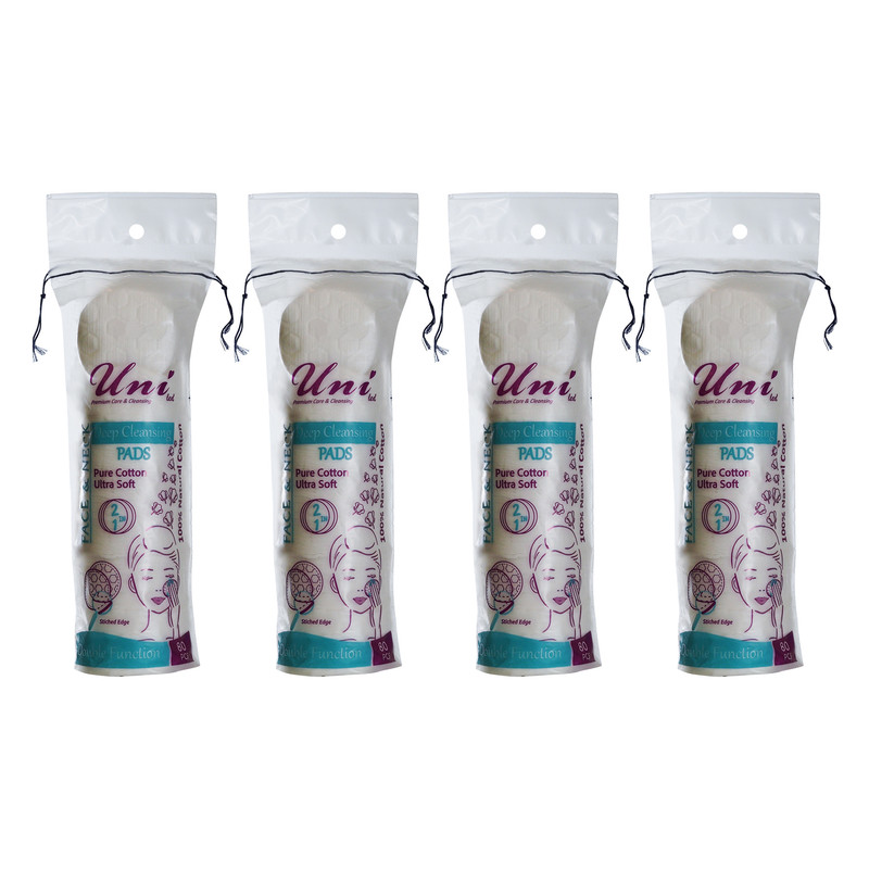 پد پاک کننده آرایش یونی لد مدل Ultra Soft چهار بسته 80 عددی