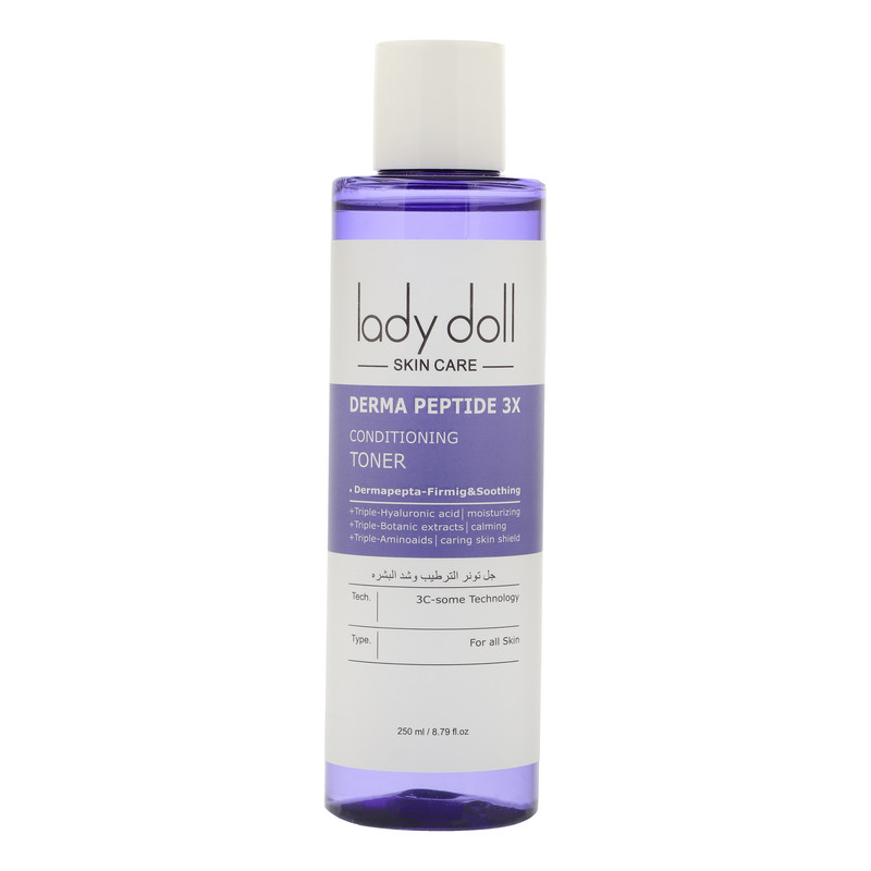 تونر پاک‌کننده صورت لیدی دال مدل DERMA PEPTIDE 3X مناسب برای انواع پوست حجم 250 میلی‌لیتر