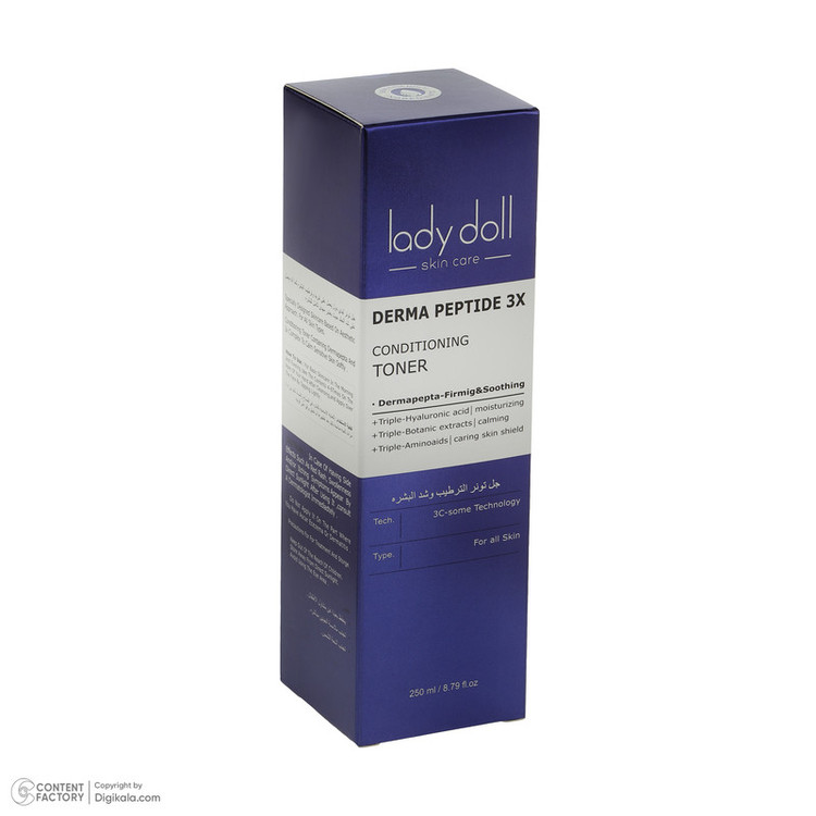تونر پاککننده صورت لیدی دال مدل DERMA PEPTIDE 3X مناسب برای انواع پوست حجم 250 میلیلیتر