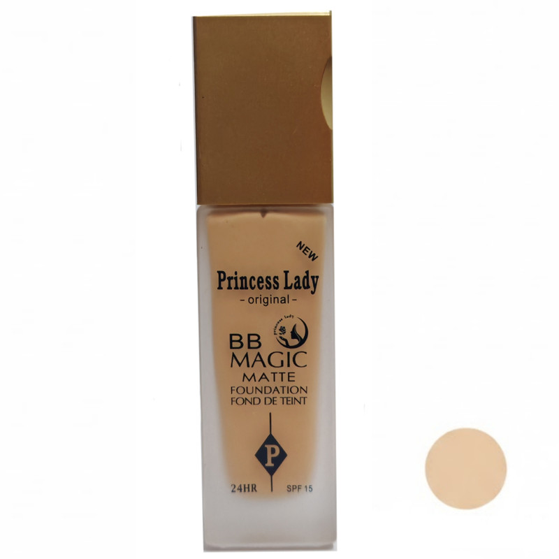 کرم پودر BB مایع spf 15 پرنسس لیدی مدل مجیک شماره 102 مناسب انواع پوست حجم 46 میلی لیتر