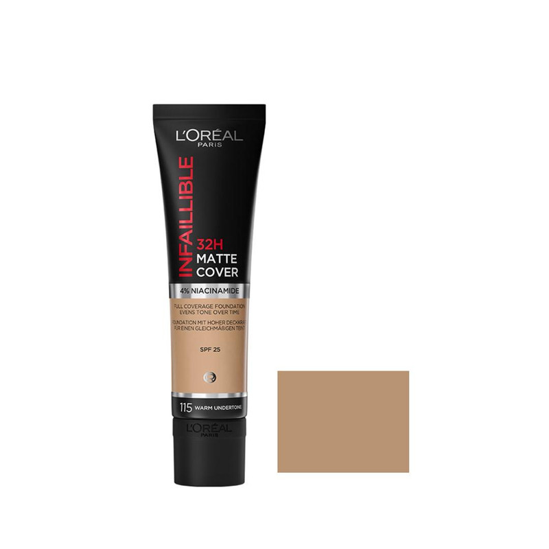 کرم پودر مایع Spf 25 لورآل مدل Matte Cover 32H شماره 115 مناسب برای انواع پوست حجم 30 میلی‌ لیتر