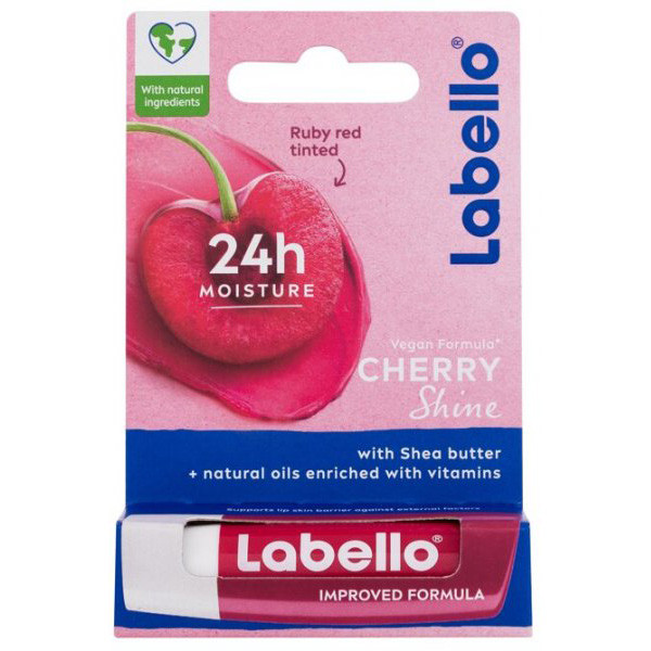 بالم لب ماتیکی لابلو مدل CHERRY-MOISTURE با عصاره گیاهی، حاوی شی باتر و ویتامین، مرطوب‌کننده 24 ساعته