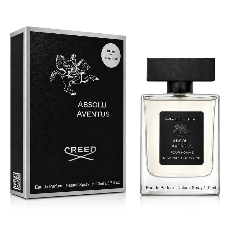 ادوپرفیوم مردانه نیو پرستیژ کالر مدل ABSOLU AVENTUS با رایحه چوبی و خنک حجم 110 میلی لیتر