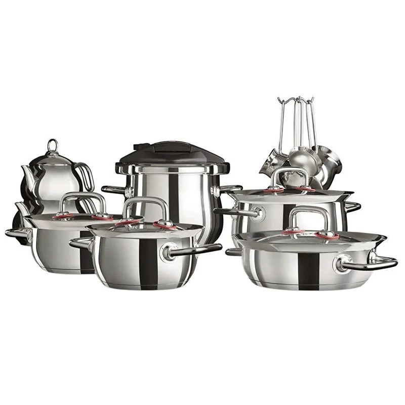 سرویس قابلمه و تابه استیل 17 پارچه کاراجا مدل Osaka PowerSteel Pro
