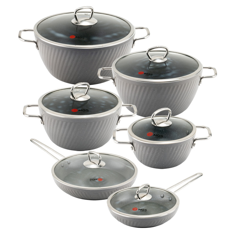 سرویس قابلمه و تابه گرانیت 12 پارچه ام جی اس مدل فورج کد FR04S