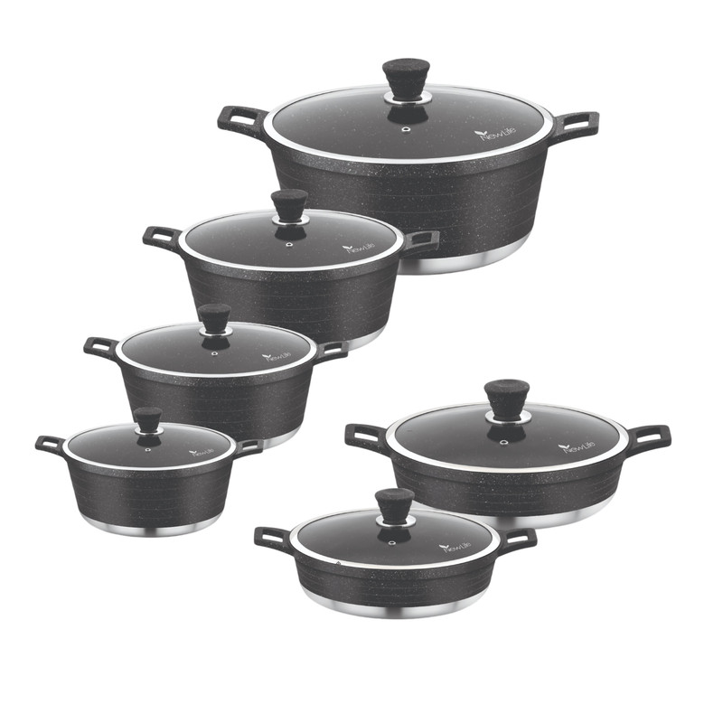 سرویس قابلمه و تابه گرانیتی 12 پارچه نیولایف مدل AFRA-6312