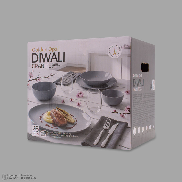 سرویس غذاخوری اوپال 26 پارچه 6 نفره گلدن اوپال مدل Diwali