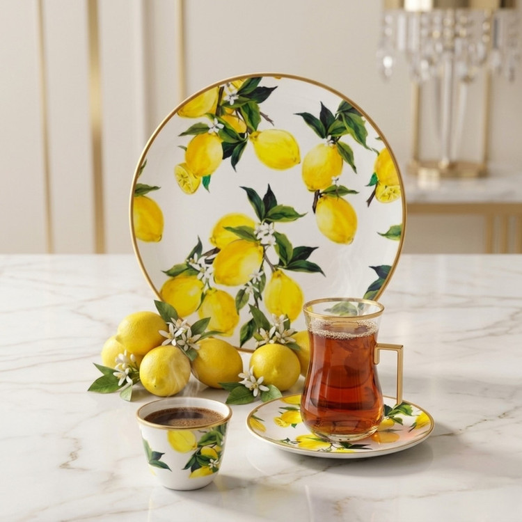 سرویس صبحانهخوری چینی 24 پارچه 6 نفره تویگار مدل Lemon