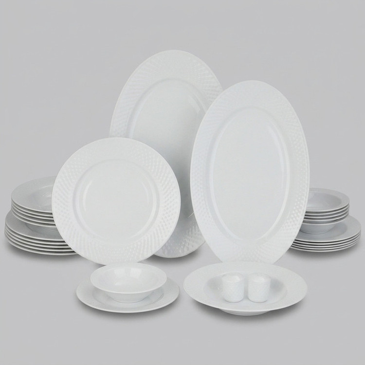 سرویس غذاخوری 28 پارچه چینی زرین ایران سری رادیانس مدل White 2 درجه عالی