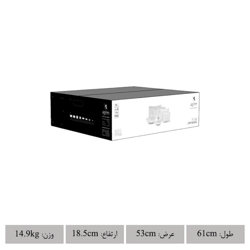 سرویس غذاخوری 30 پارچه 6 نفر چینی زرین ایران مدل وینچی زرین یک خط طلا درجه 3