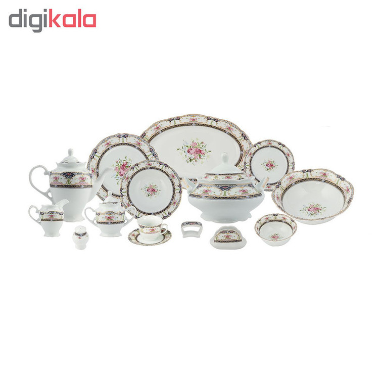 سرویس غذاخوری 102 پارچه چینی پردیس کاشان سری الگانس طرح سویل کد 805