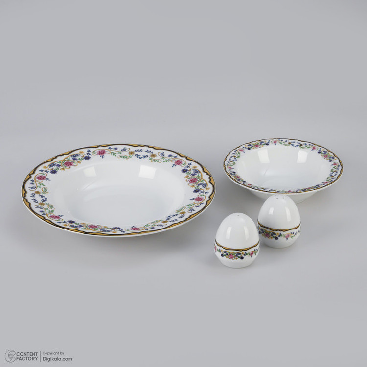 سرویس غذا خوری 28 پارچه چینی زرین ایران سری ایتالیا اف مدل Golestan 2 درجه عالی