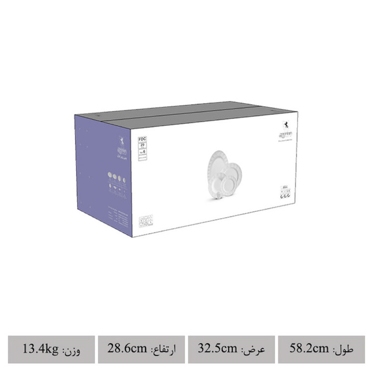 سرویس غذاخوری 29 پارچه چینی زرین ایران سری نئوکلاسیک مدل آسمان درجه عالی