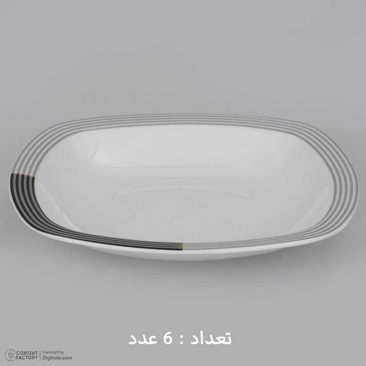 سرویس غذاخوری 27 پارچه چینی زرین ایران سری کواترو مدل وگاس اوریت درجه یک