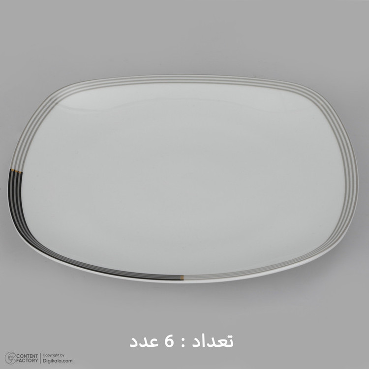 سرویس غذاخوری 27 پارچه چینی زرین ایران سری کواترو مدل وگاس اوریت درجه یک