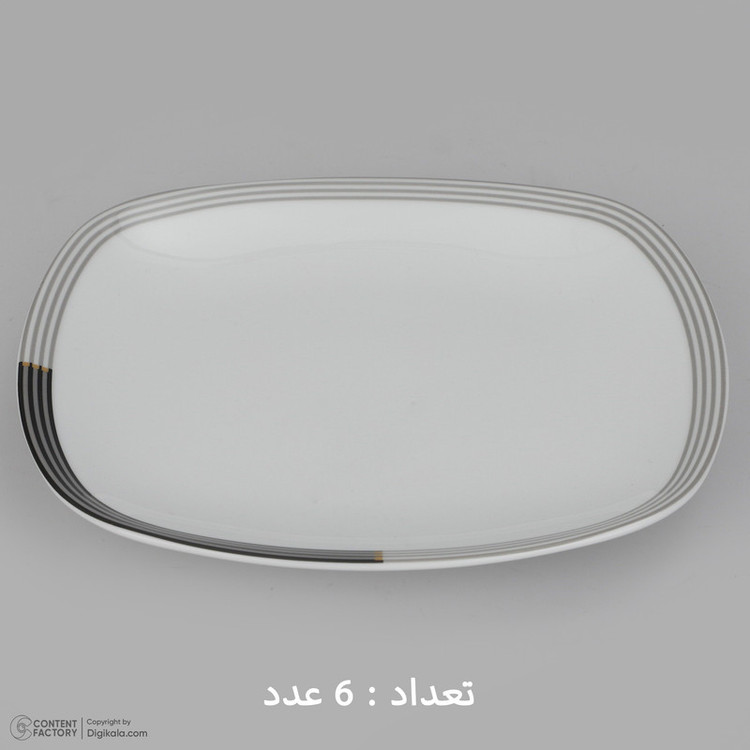 سرویس غذاخوری 27 پارچه چینی زرین ایران سری کواترو مدل وگاس اوریت درجه یک