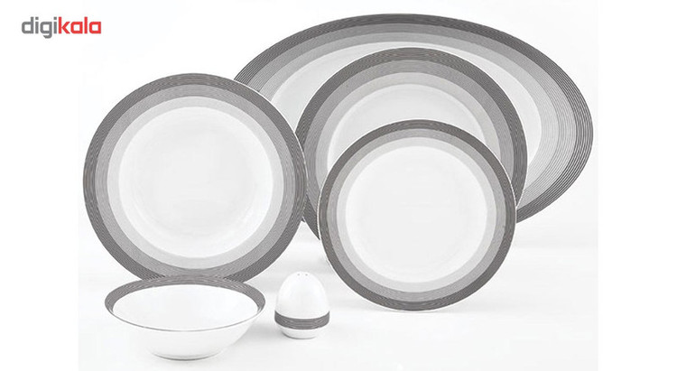 سرویس غذاخوری 28 پارچه چینی زرین ایران سری ایتالیا اف مدل Silverliner 2 درجه عالی